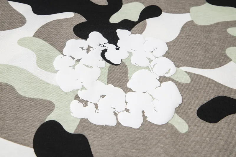 D316# ​​Top P132 D317# Pants P136 DENIM TEARS Kapok European and American fashion brand high quality correct version foam flocking camouflage printed short-sleeved suit Color Camouflage blue Camouflage powder Camouflage gray Camouflage apricot Camouflage green Size S-XL
